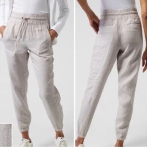 Athleta Cabo Linen Jogger in Mirco Cheetah Abalone Gray, Size 2